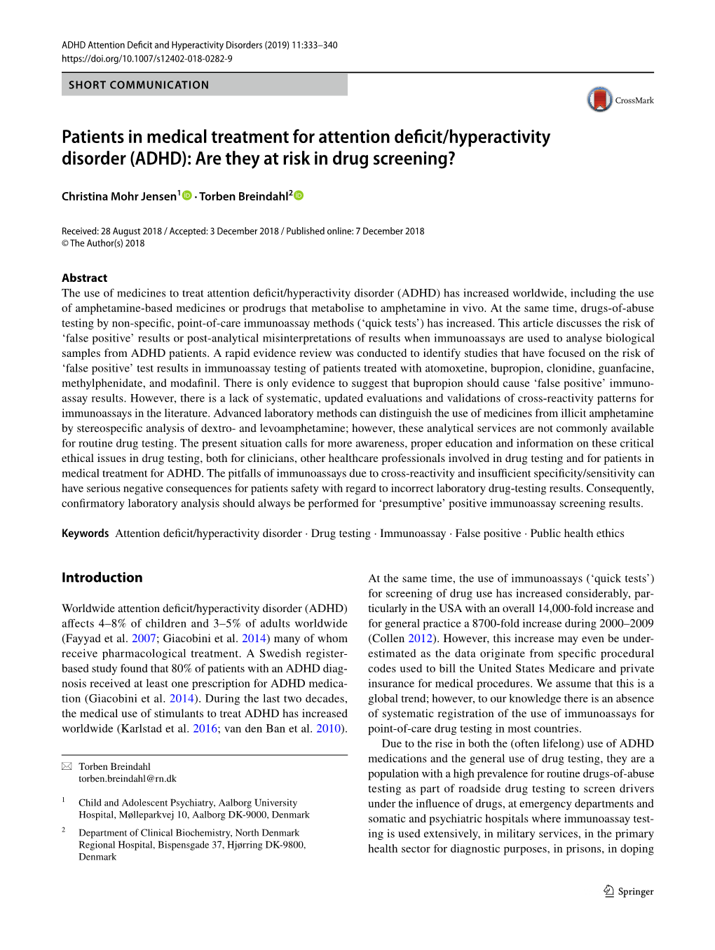 Patients in Medical Treatment for Attention Deficit/Hyperactivity Disorder