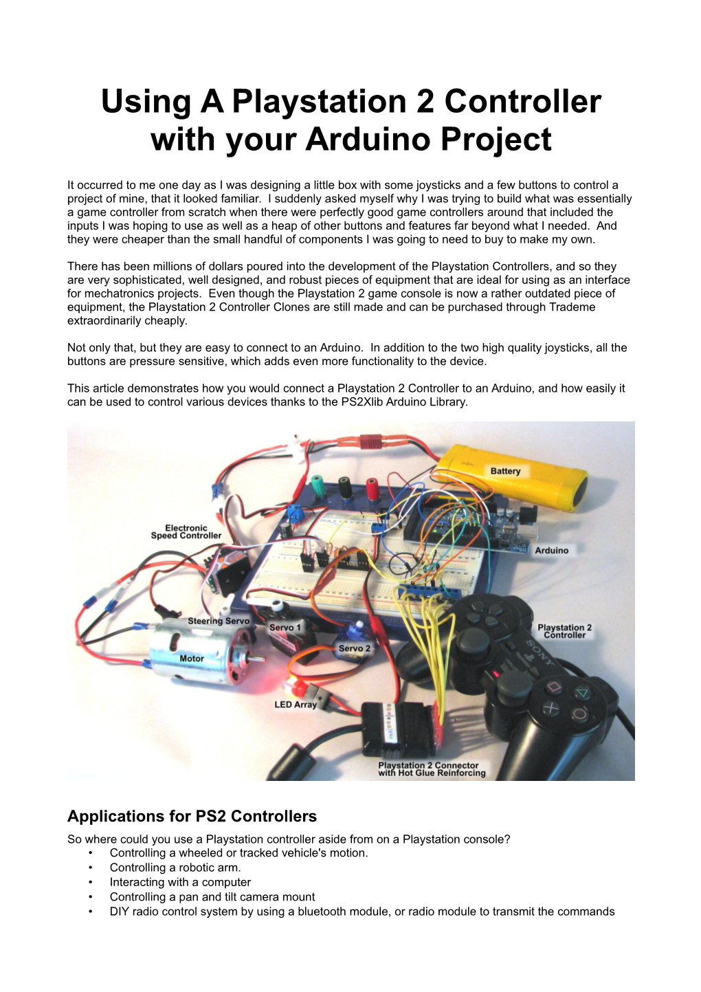 Using a Playstation 2 Controller with Your Arduino Project