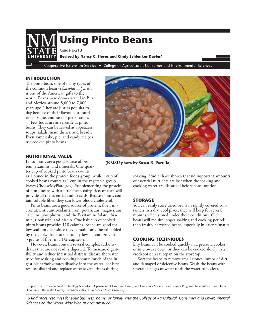 Using Pinto Beans Guide E-213 Revised by Nancy C