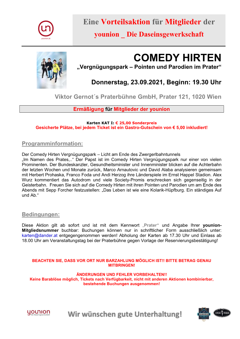 COMEDY HIRTEN „Vergnügungspark – Pointen Und Parodien Im Prater“