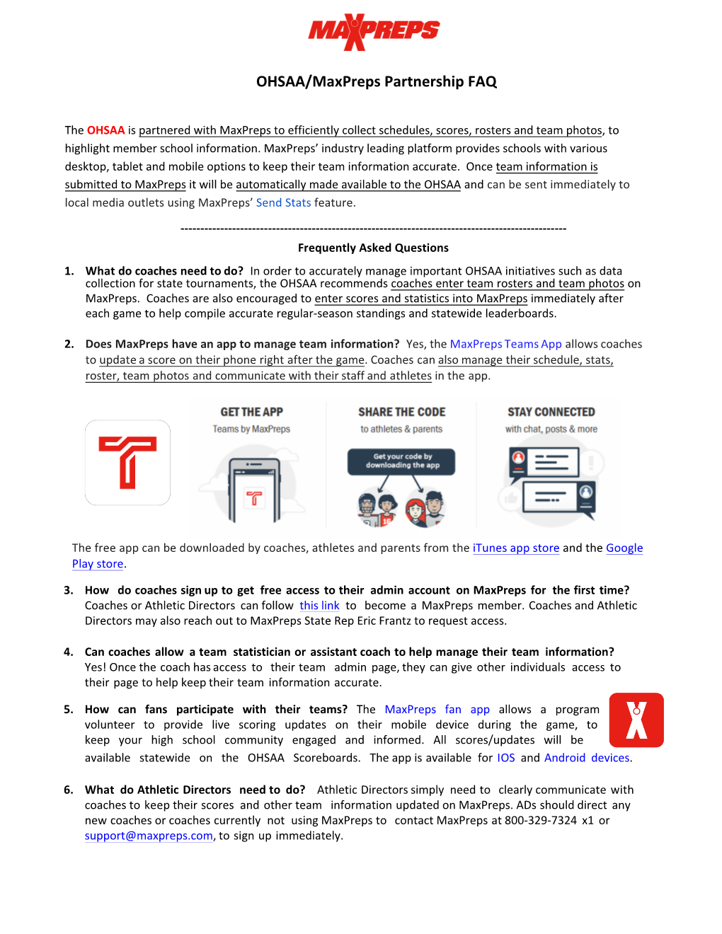 OHSAA/Maxpreps Partnership FAQ