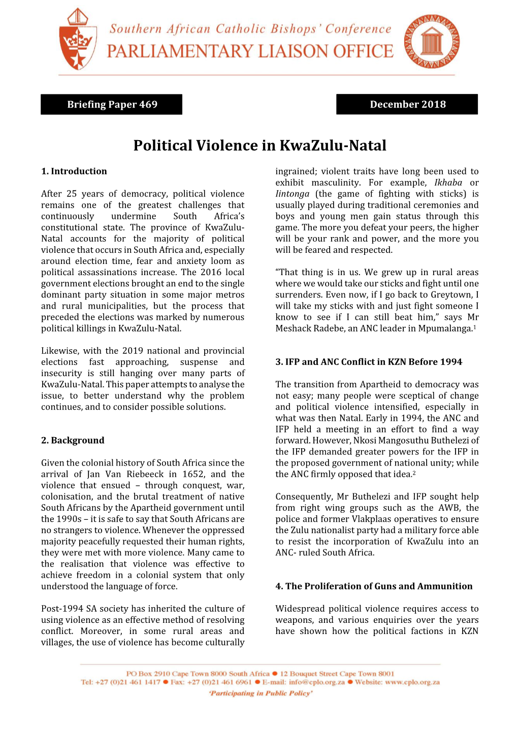 Political Violence in Kwazulu-Natal