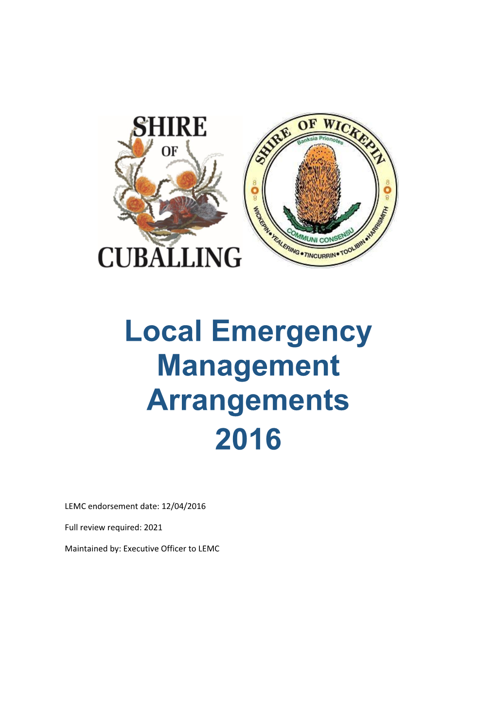 Local Emergency Management Arrangements 2016