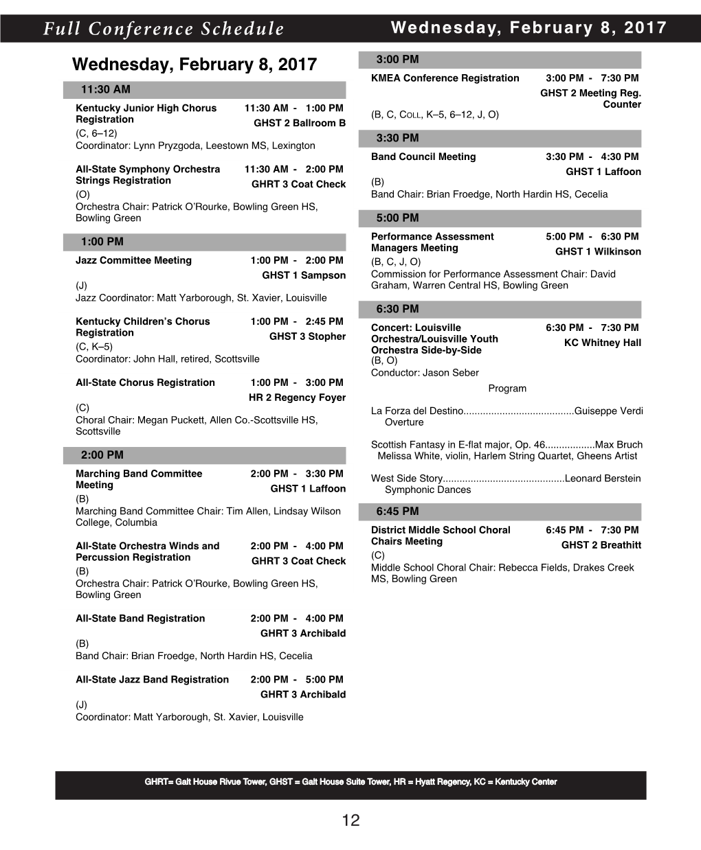 Full Conference Schedule Wednesday, February 8, 2017