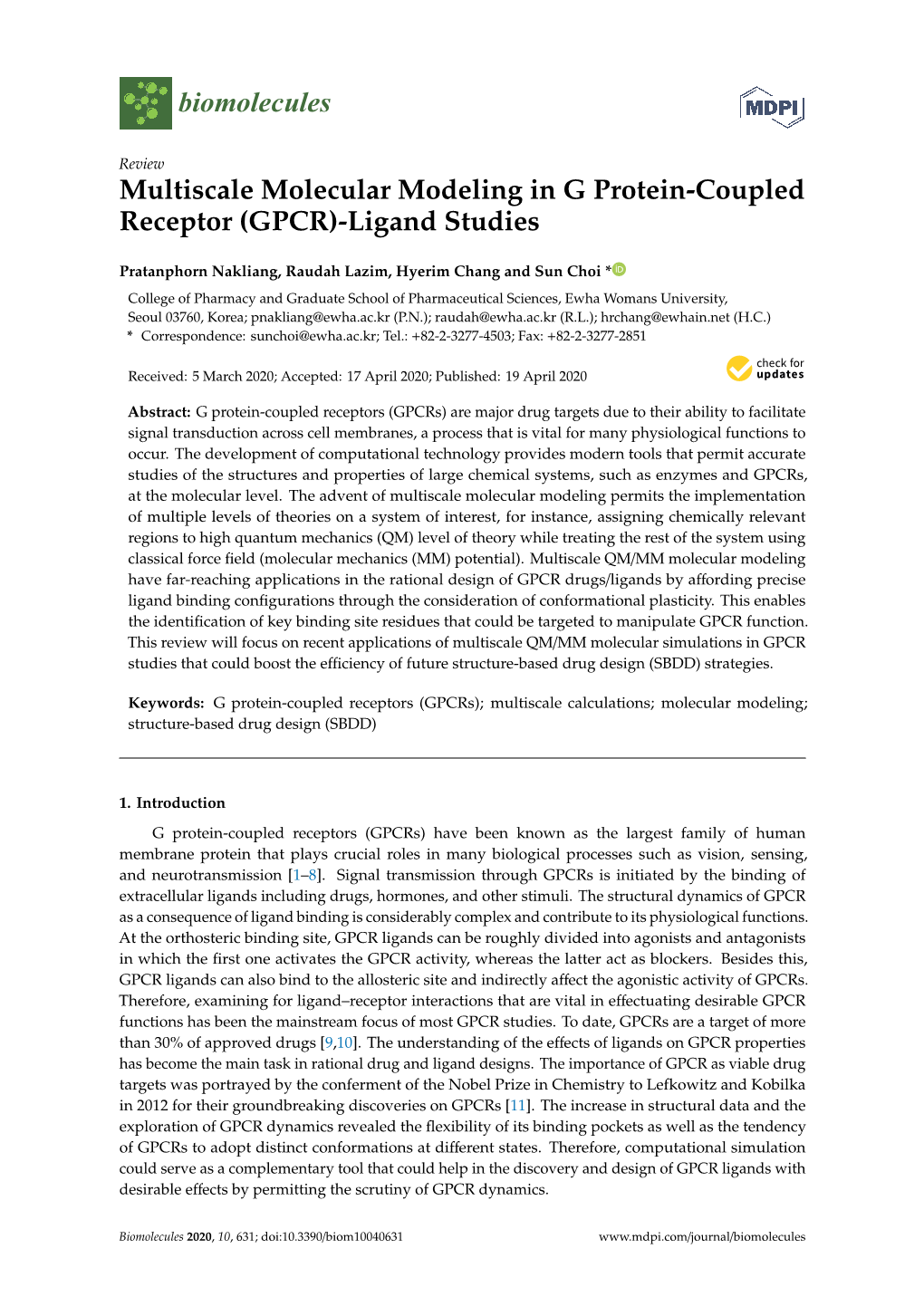 Multiscale Molecular Modeling in G Protein-Coupled Receptor (GPCR)-Ligand Studies