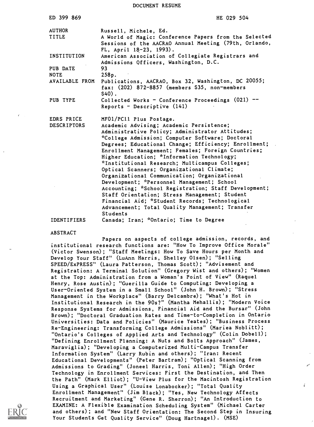 PUB TYPE Collected Works Conference Proceedings (021) Reports Descriptive (141)