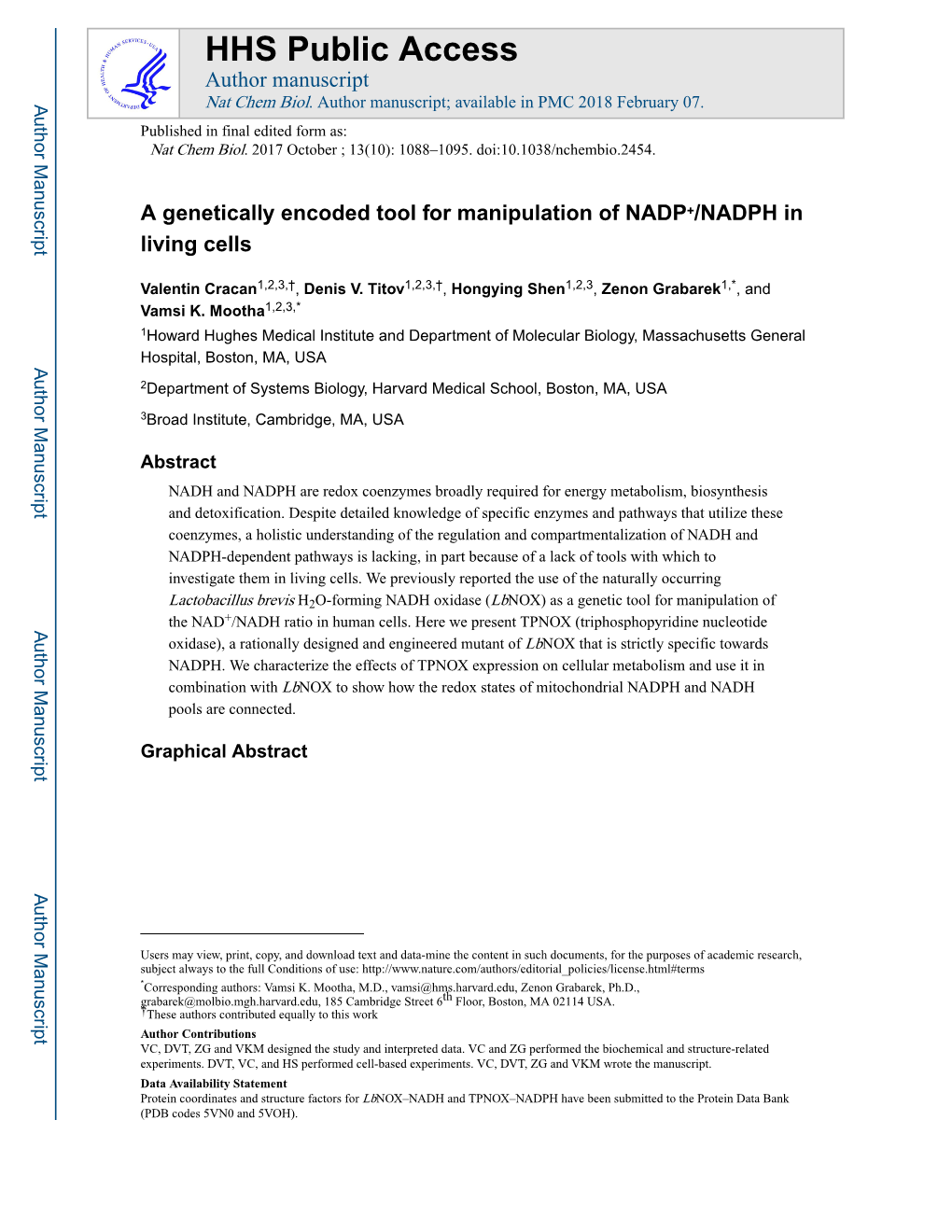 A Genetically Encoded Tool for Manipulation of NADP+/NADPH in Living Cells