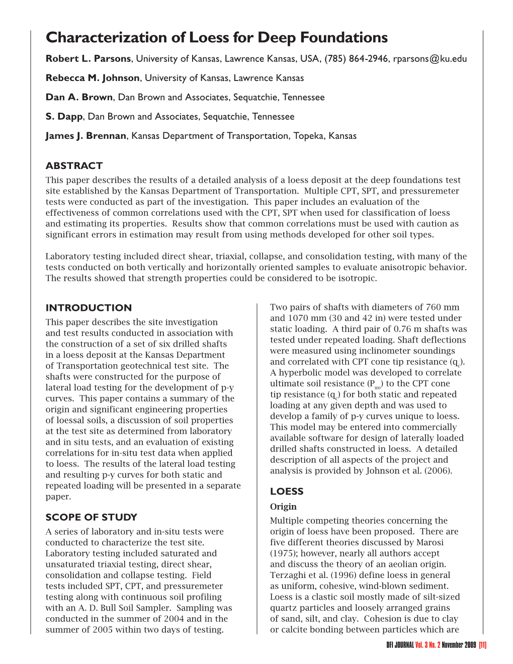 Characterization of Loess for Deep Foundations Robert L