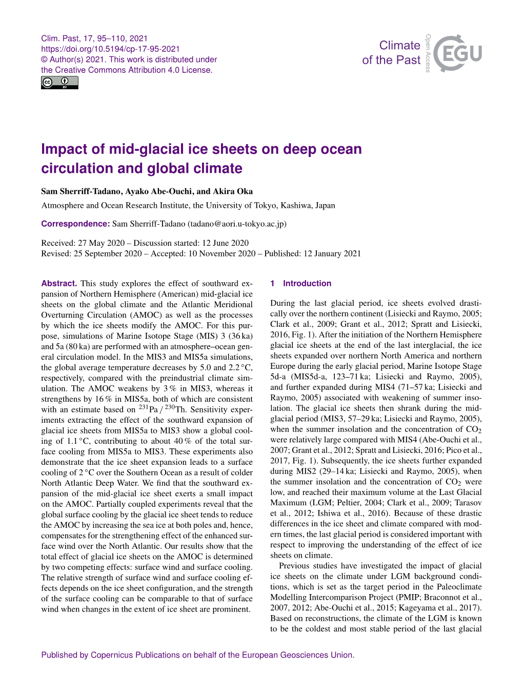 Impact of Mid-Glacial Ice Sheets on Deep Ocean Circulation and Global Climate