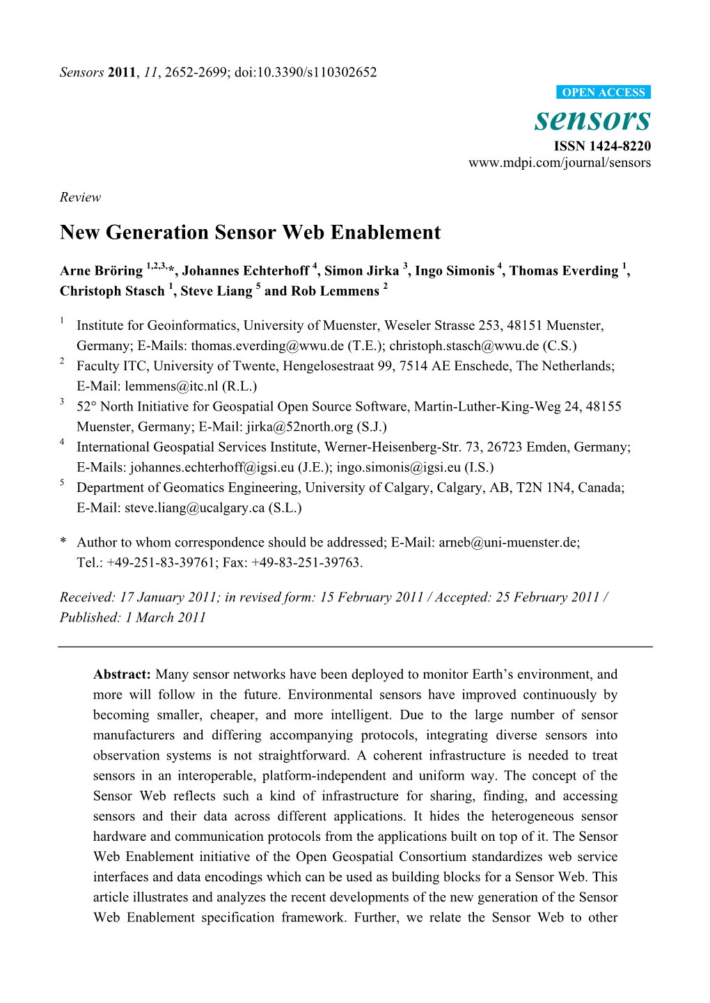 New Generation Sensor Web Enablement