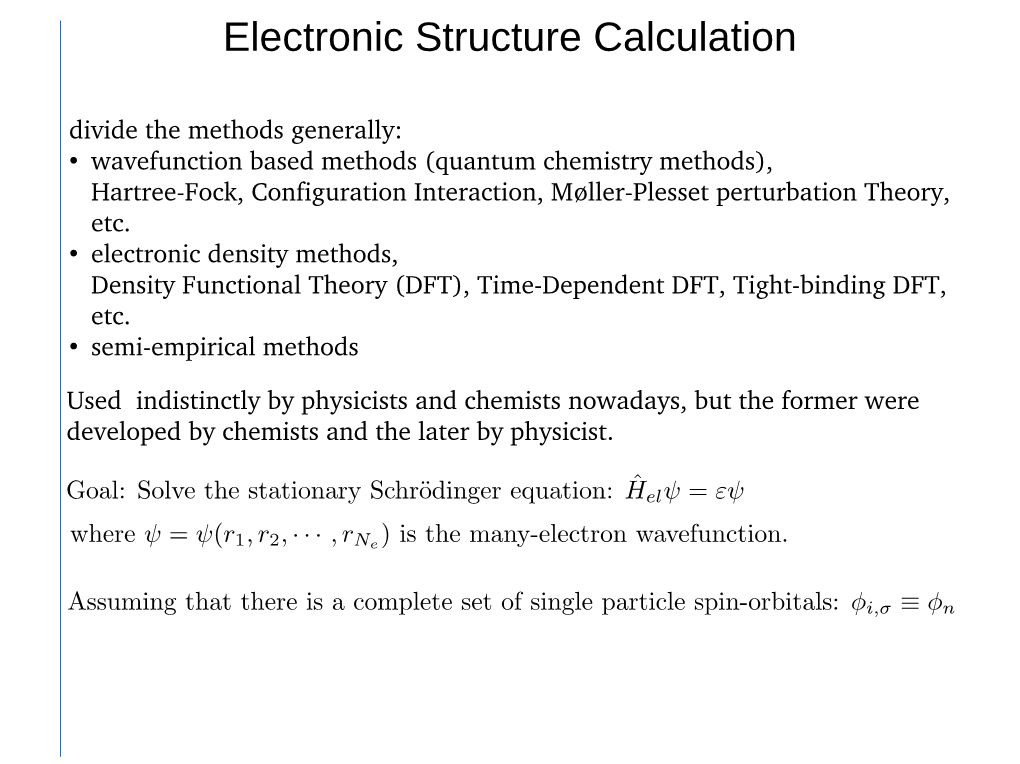 Electronic Structure Calculation