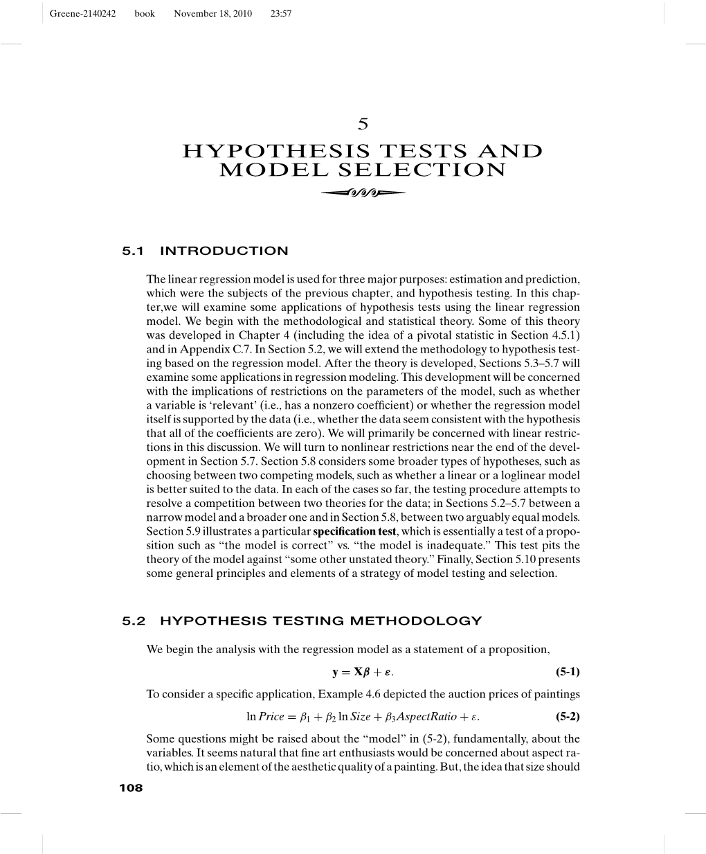 Hypothesis Tests and Model Selection 109