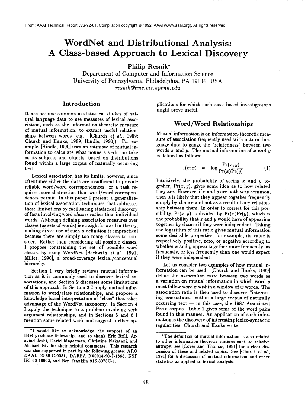 Wordnet and Distributional Analysis: a Class-Based Approach to Lexical Discovery