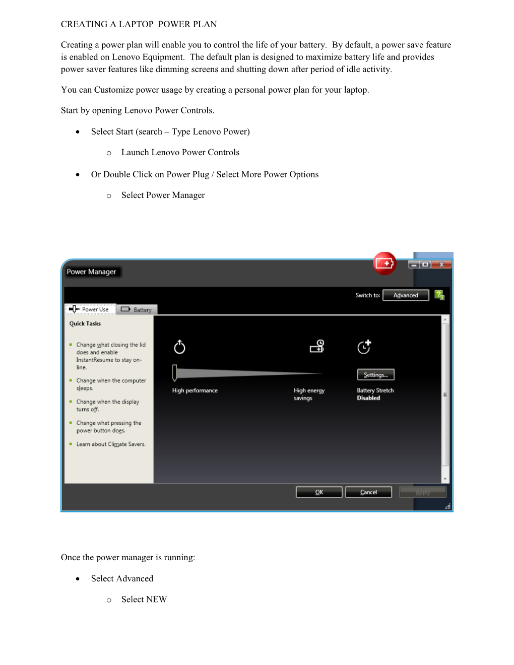 Creating a Laptop Power Plan