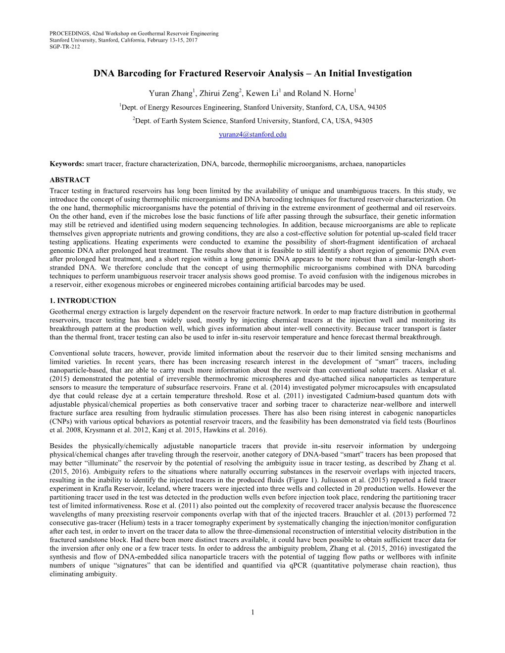 DNA Barcoding for Fractured Reservoir Analysis – an Initial Investigation