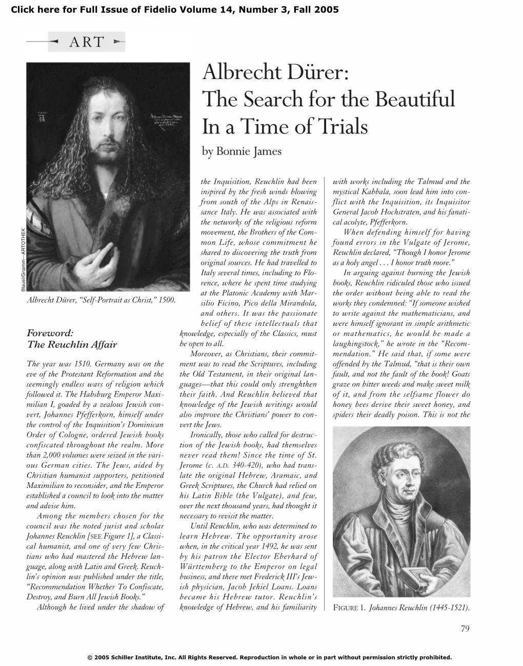 Albrecht Dürer: the Search for the Beautiful in a Time of Trials by Bonnie James