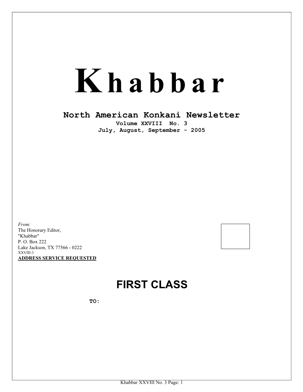 North American Konkani Newsletter Volume XXVIII No