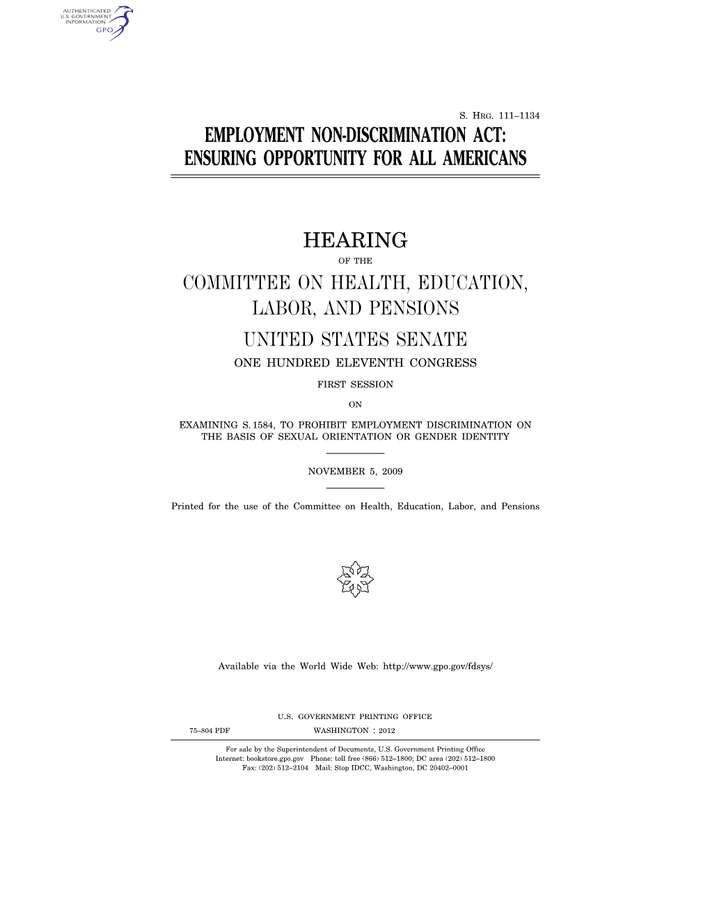 Employment Non-Discrimination Act: Ensuring Opportunity for All Americans