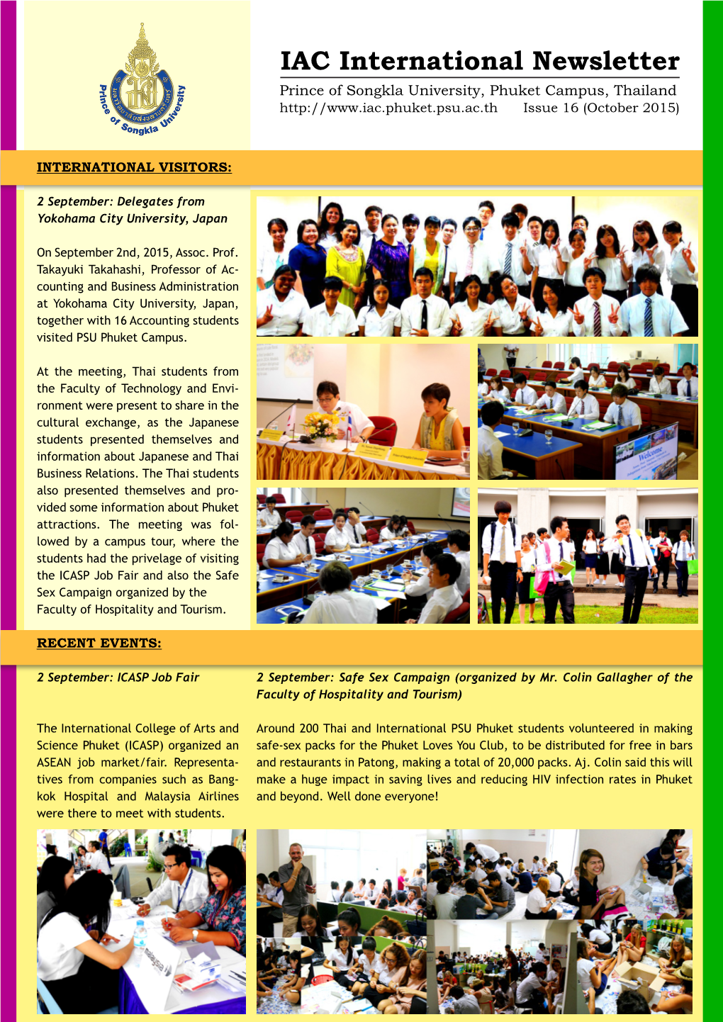 IAC International Newsletter Prince of Songkla University, Phuket Campus, Thailand Issue 16 (October 2015)