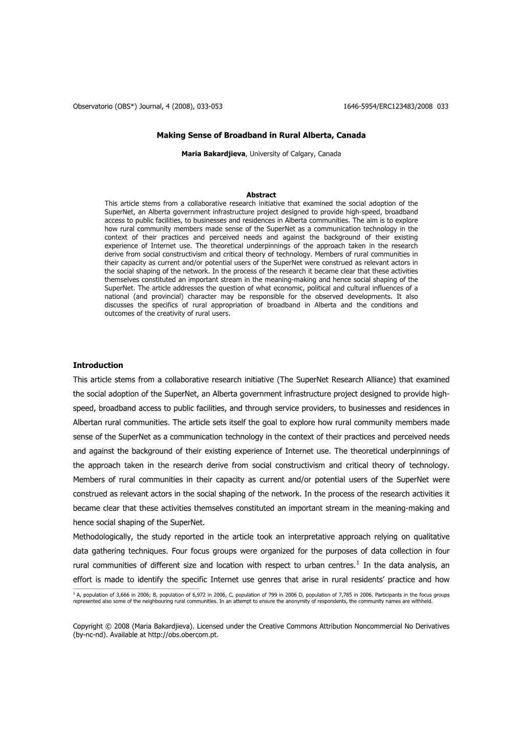 Making Sense of Broadband in Rural Alberta, Canada