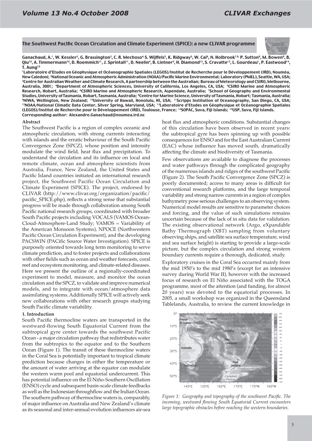 The Southwest Pacific Ocean Circulation and Climate Experiment