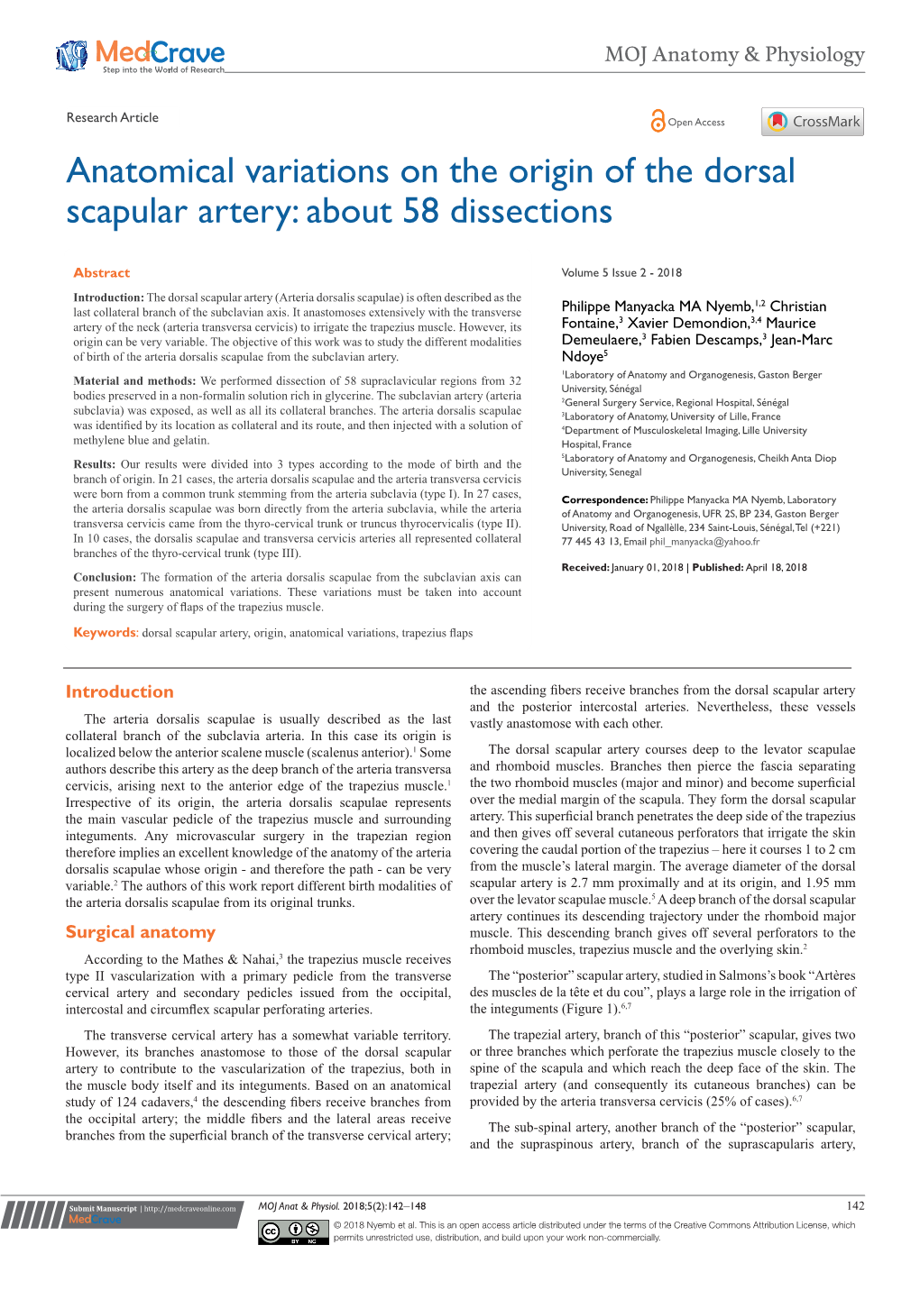 Anatomical Variations on the Origin of the Dorsal Scarular Artery