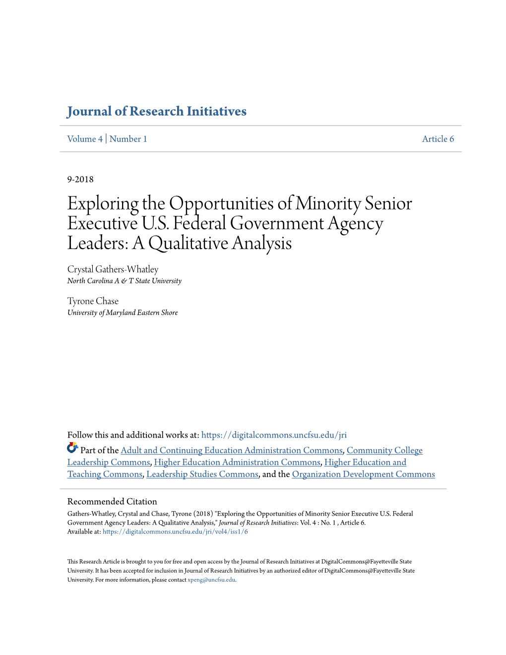 Exploring the Opportunities of Minority Senior Executive U.S. Federal