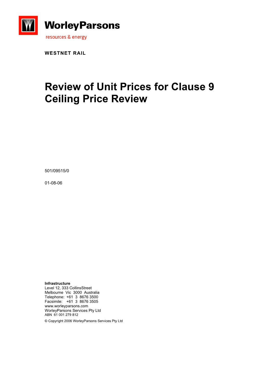 Review of Unit Prices for Clause 9 Ceiling Price Review