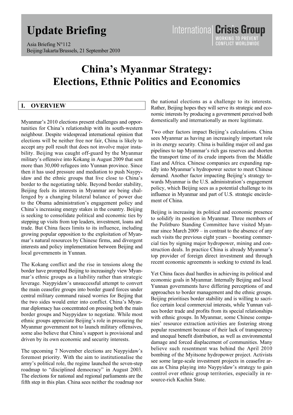 China's Myanmar Strategy