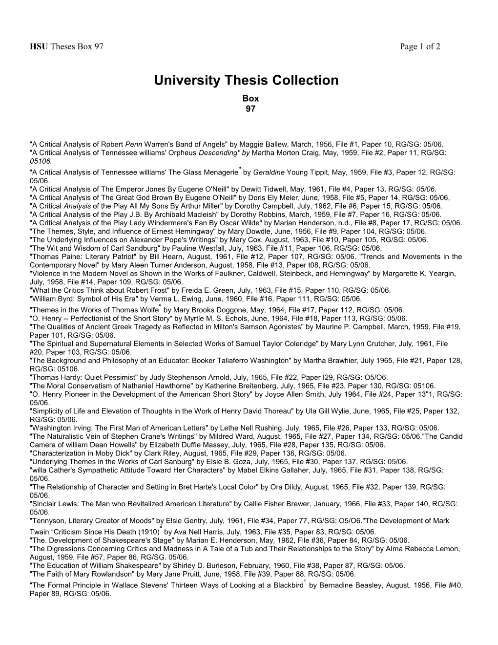 University Thesis Collection