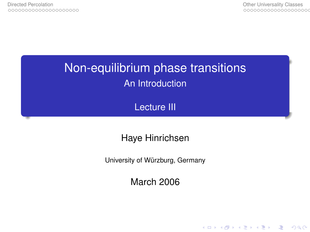 Non-Equilibrium Phase Transitions an Introduction