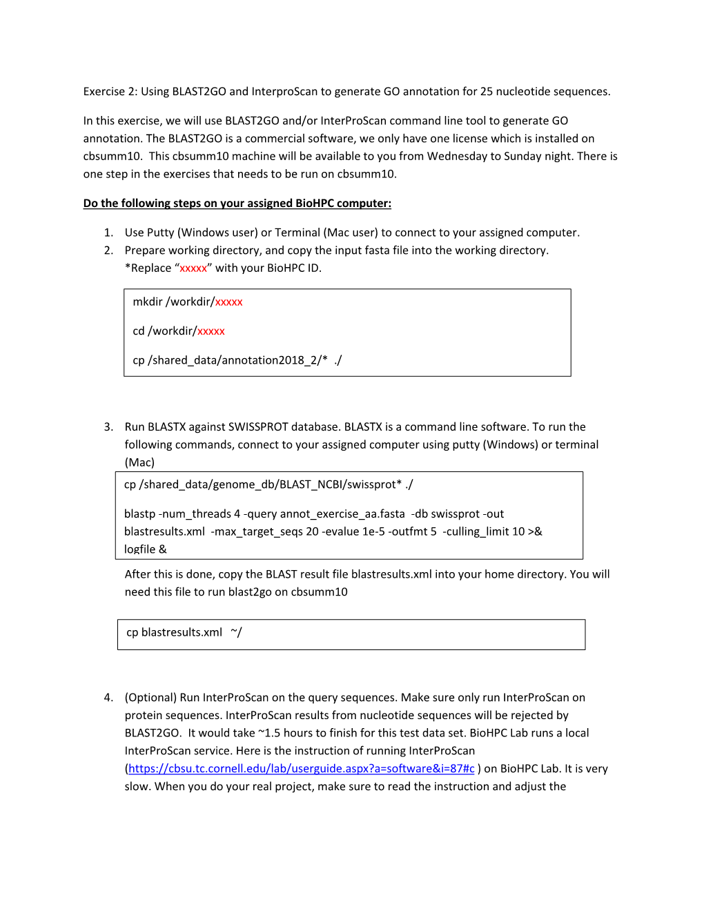 Exercise 2: Using BLAST2GO and Interproscan to Generate GO Annotation for 25 Nucleotide Sequences