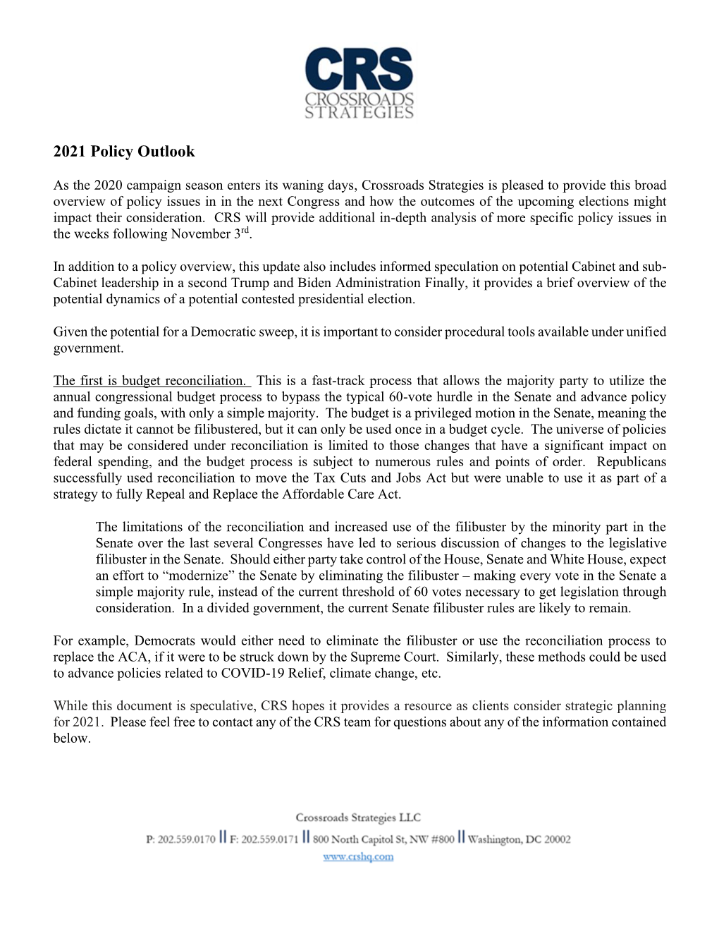 2021 Policy Outlook