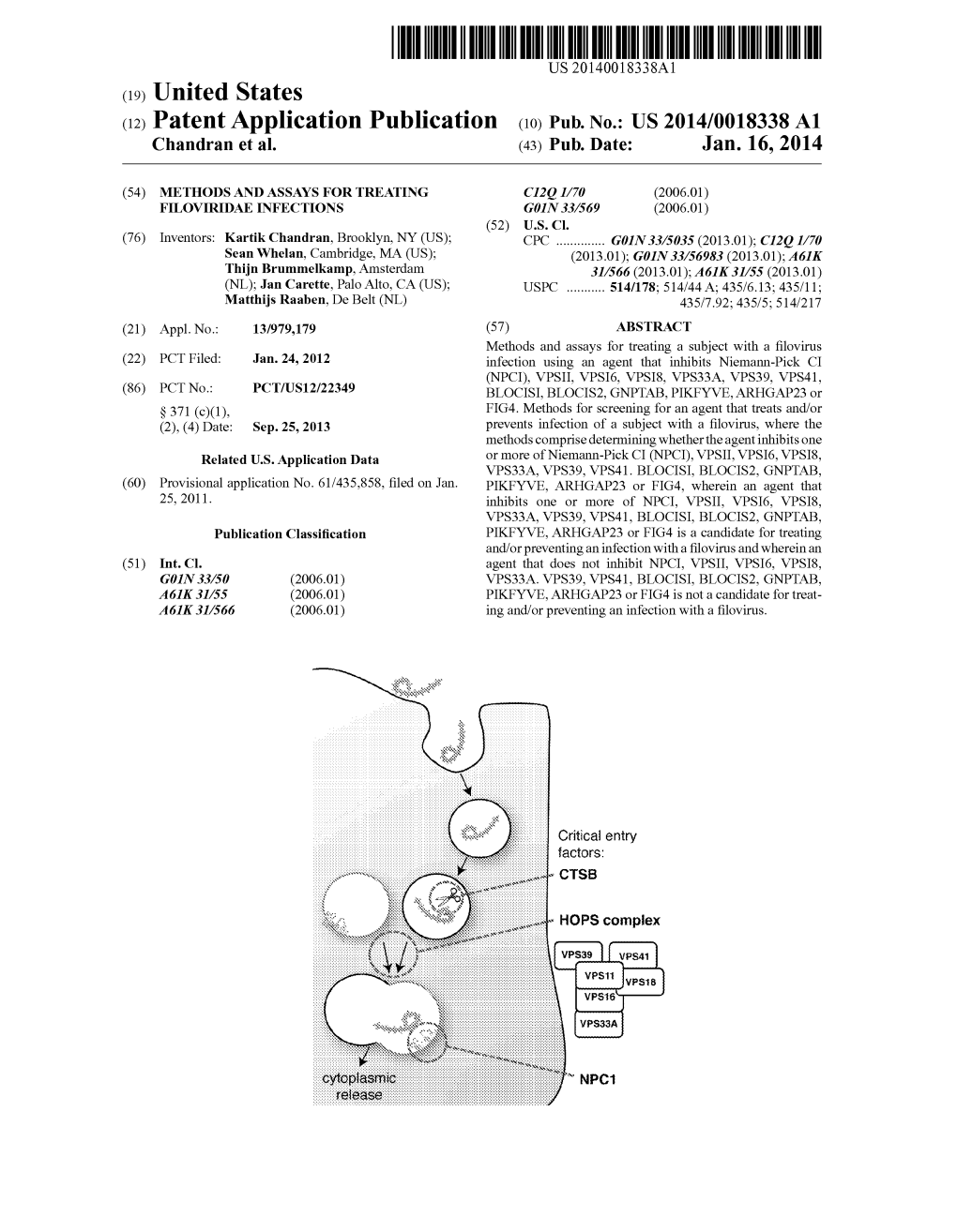 (12) Patent Application Publication (10) Pub. No.: US 2014/0018338A1 Chandran Et Al