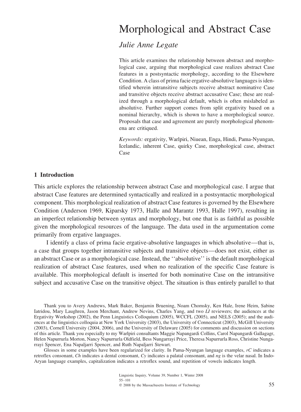 Morphological and Abstract Case