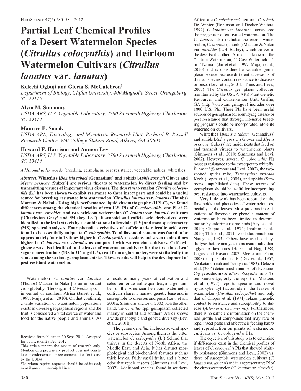 Citrullus Colocynthis) and Heirloom the Deserts of Southern Africa