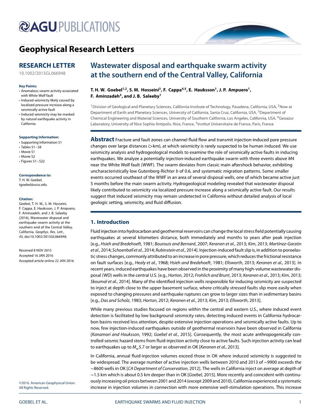 Wastewater Disposal and Earthquake Swarm Activity at the Southern End