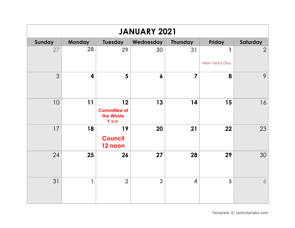 Council Calendar