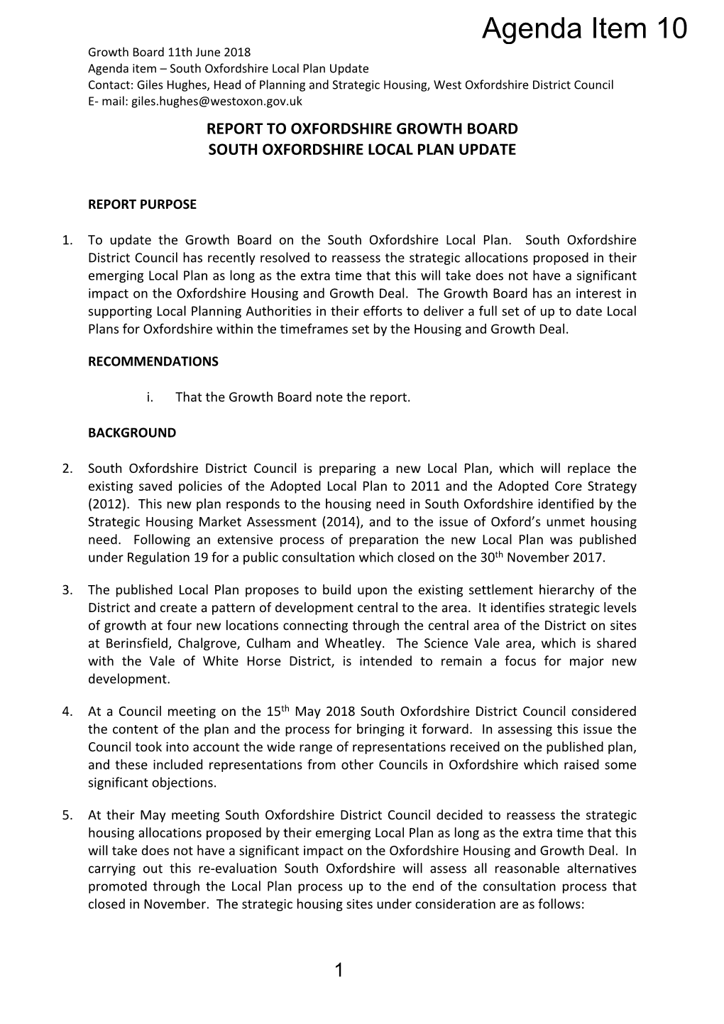 South Oxfordshire Local Plan Update