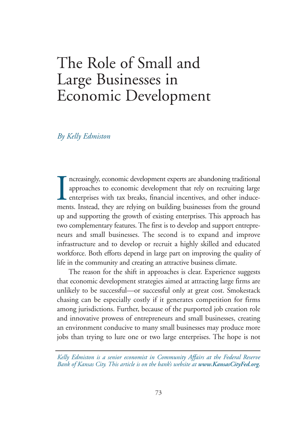 The Role of Small and Large Businesses in Economic Development