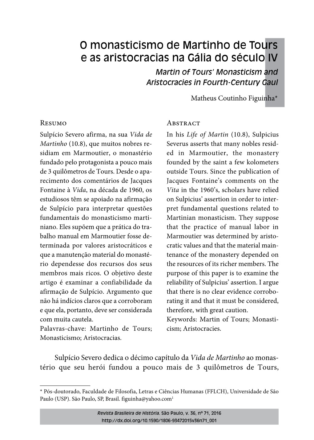 Martin of Tours' Monasticism and Aristocracies in Fourth-Century Gaul