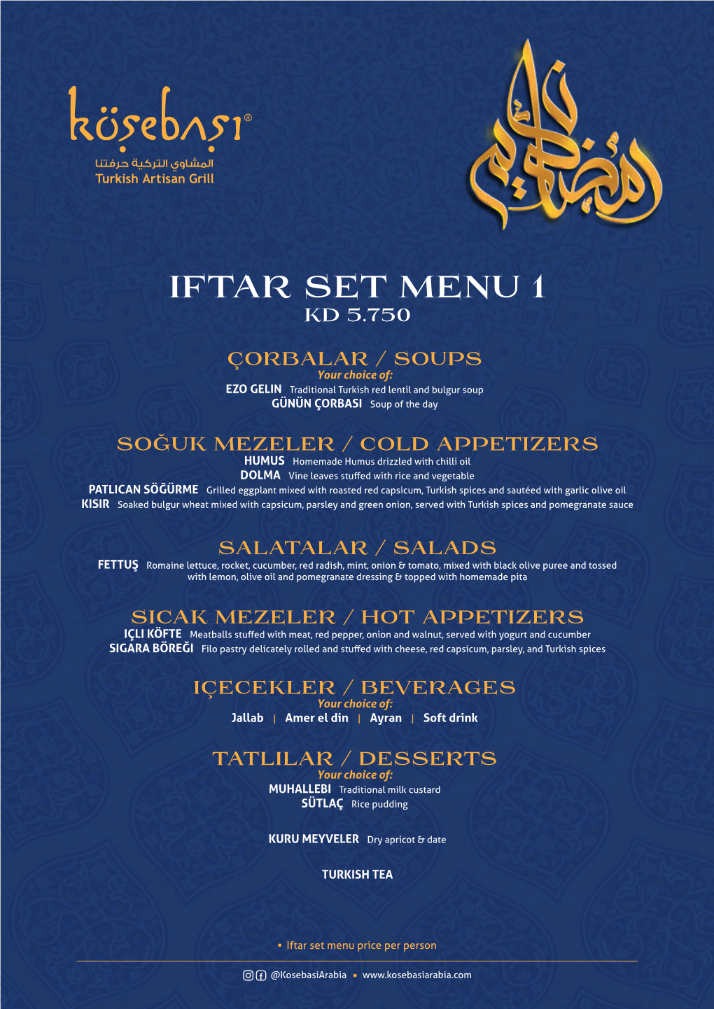 Iftar Set Menu 1 Kd 5.750