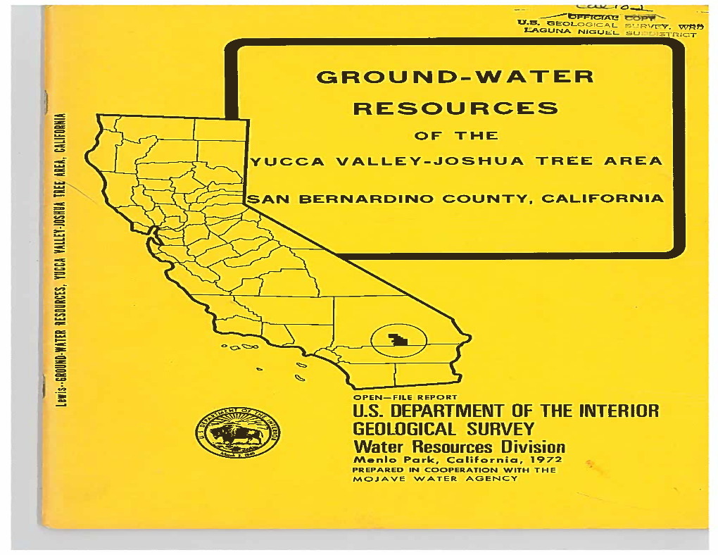 Ground-Water Resources of the Yucca Valley-Joshua