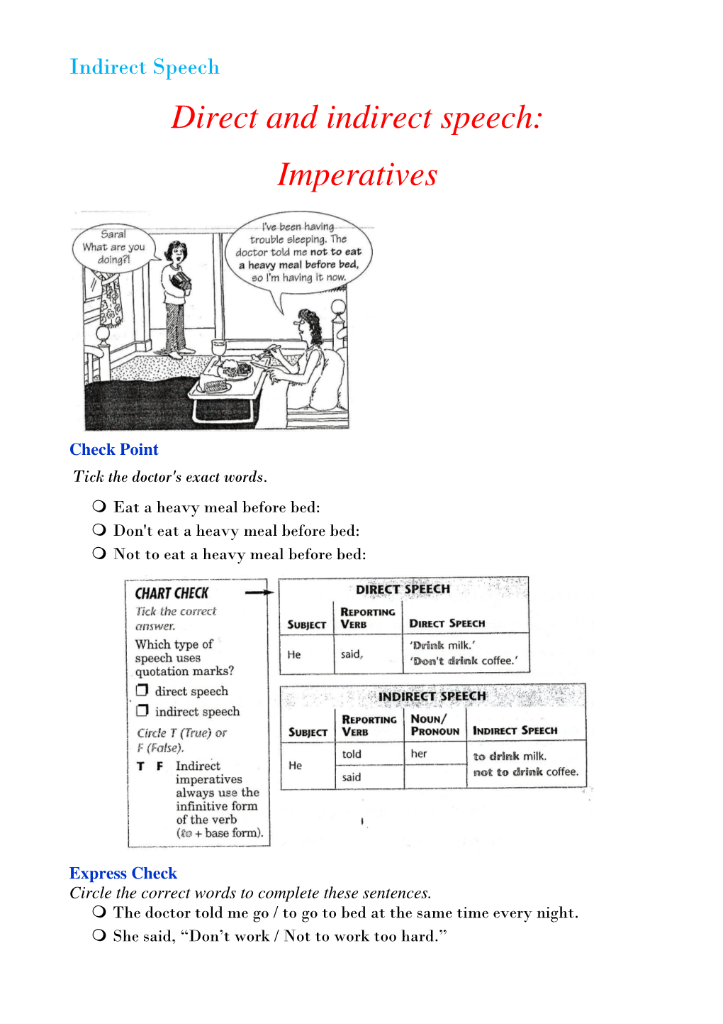 Direct and Indirect Speech: Imperatives