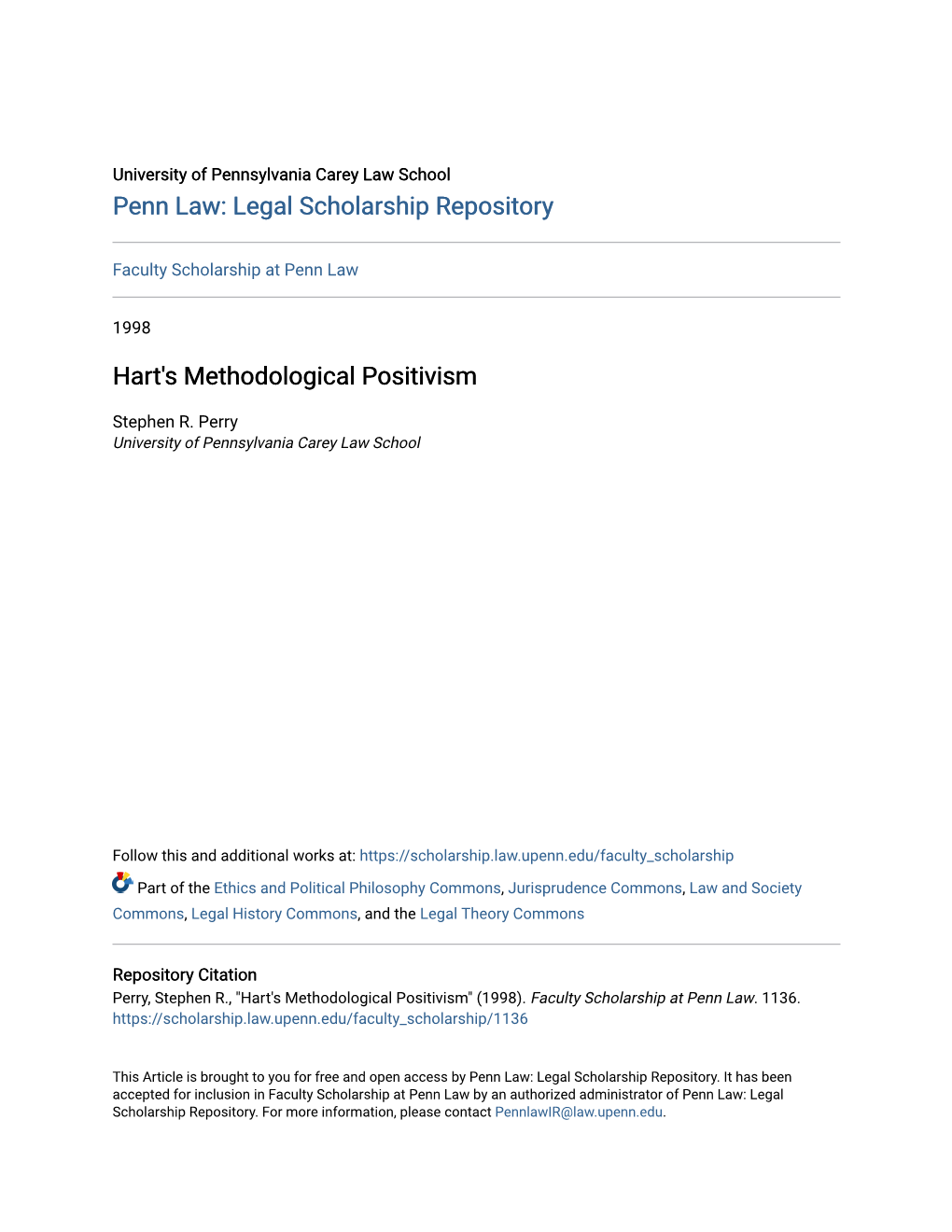 Hart's Methodological Positivism