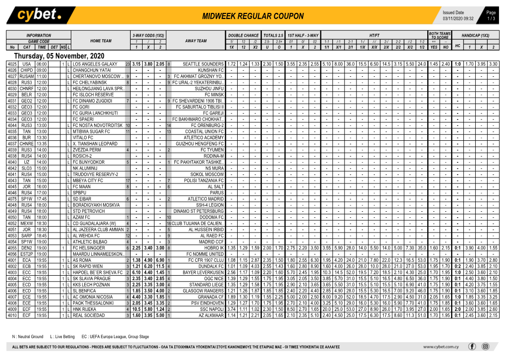 Midweek Regular Coupon 03/11/2020 09:32 1 / 3