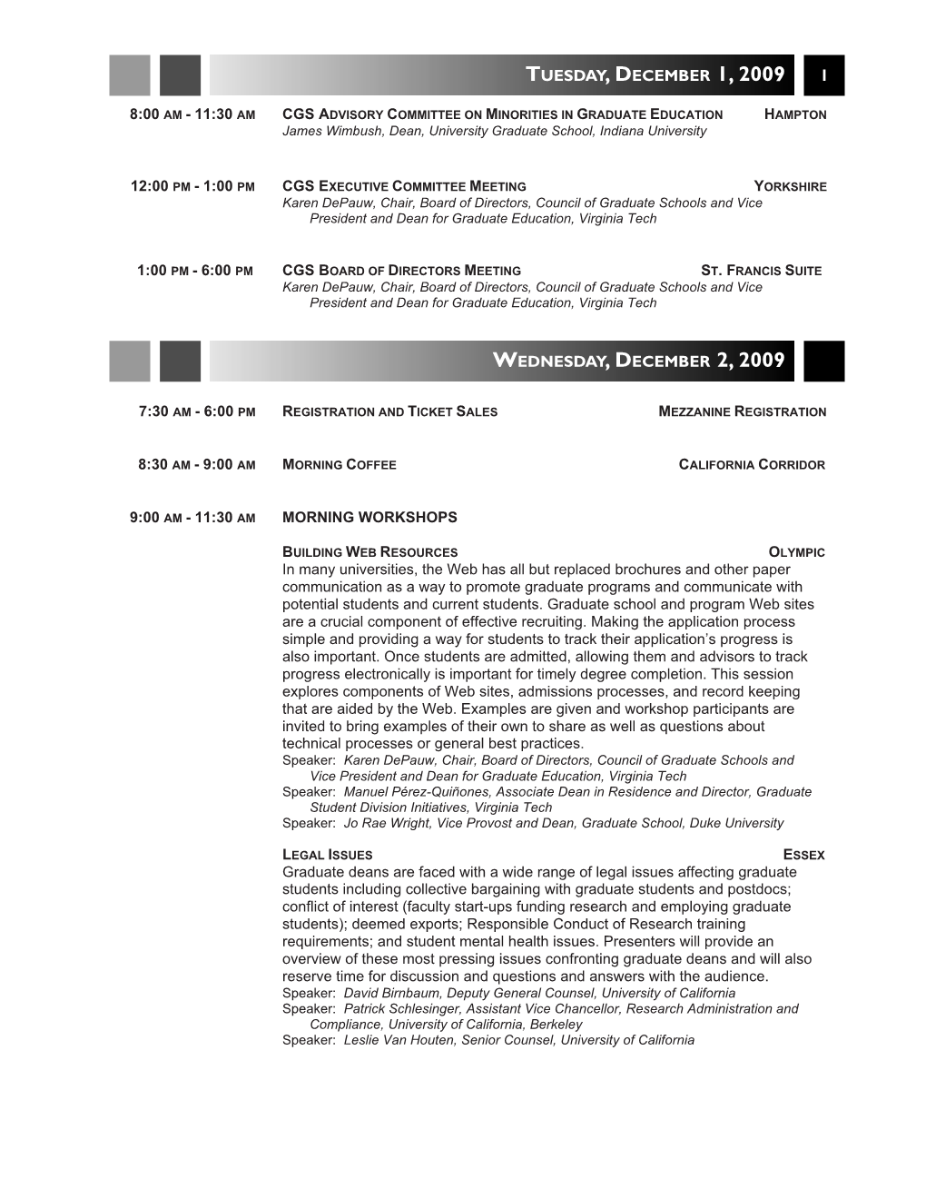 2009 CGS Annual Meeting Program