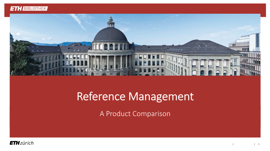 Reference Management a Product Comparison