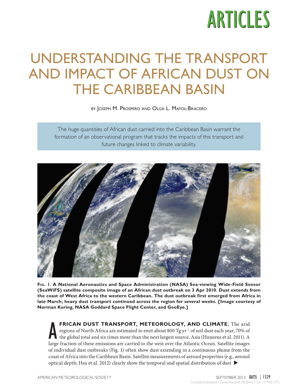 Understanding the Transport and Impact of African Dust on the Caribbean Basin