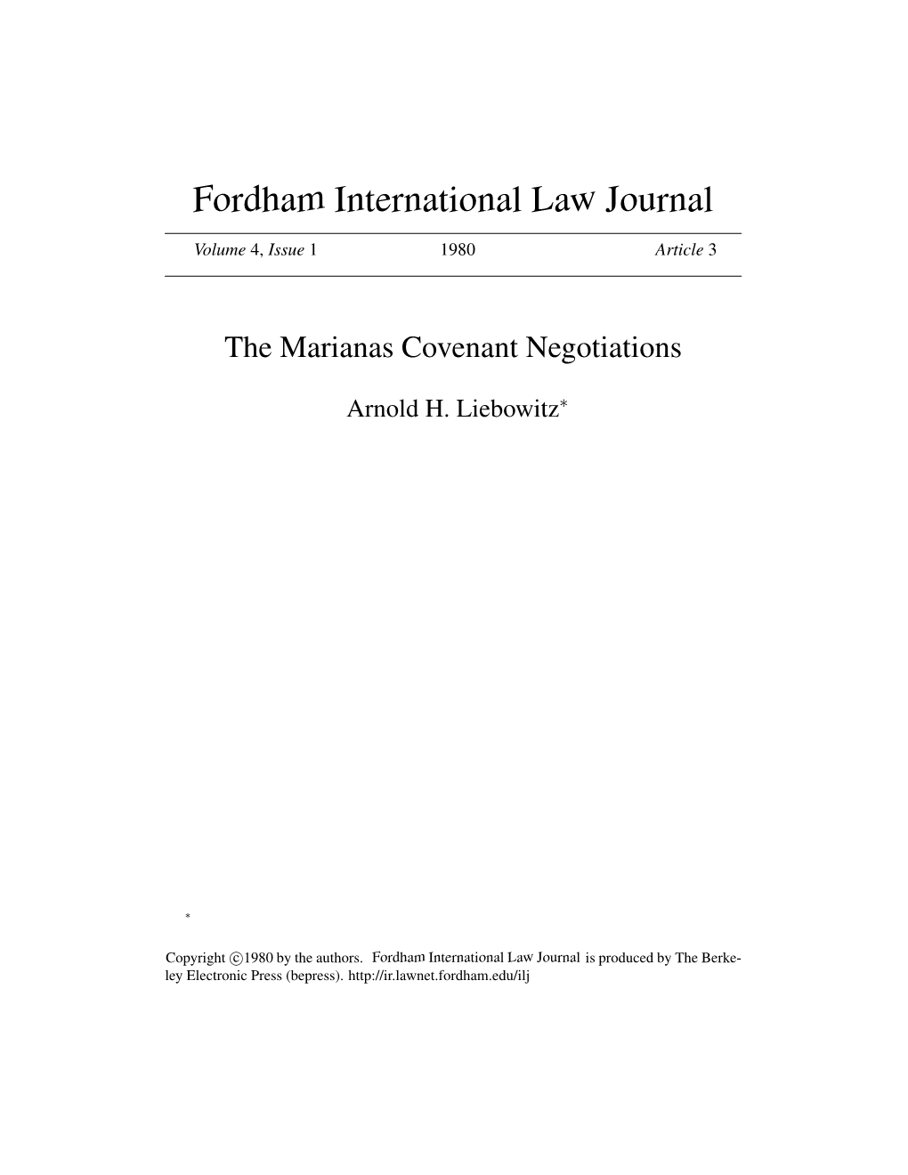 The Marianas Covenant Negotiations
